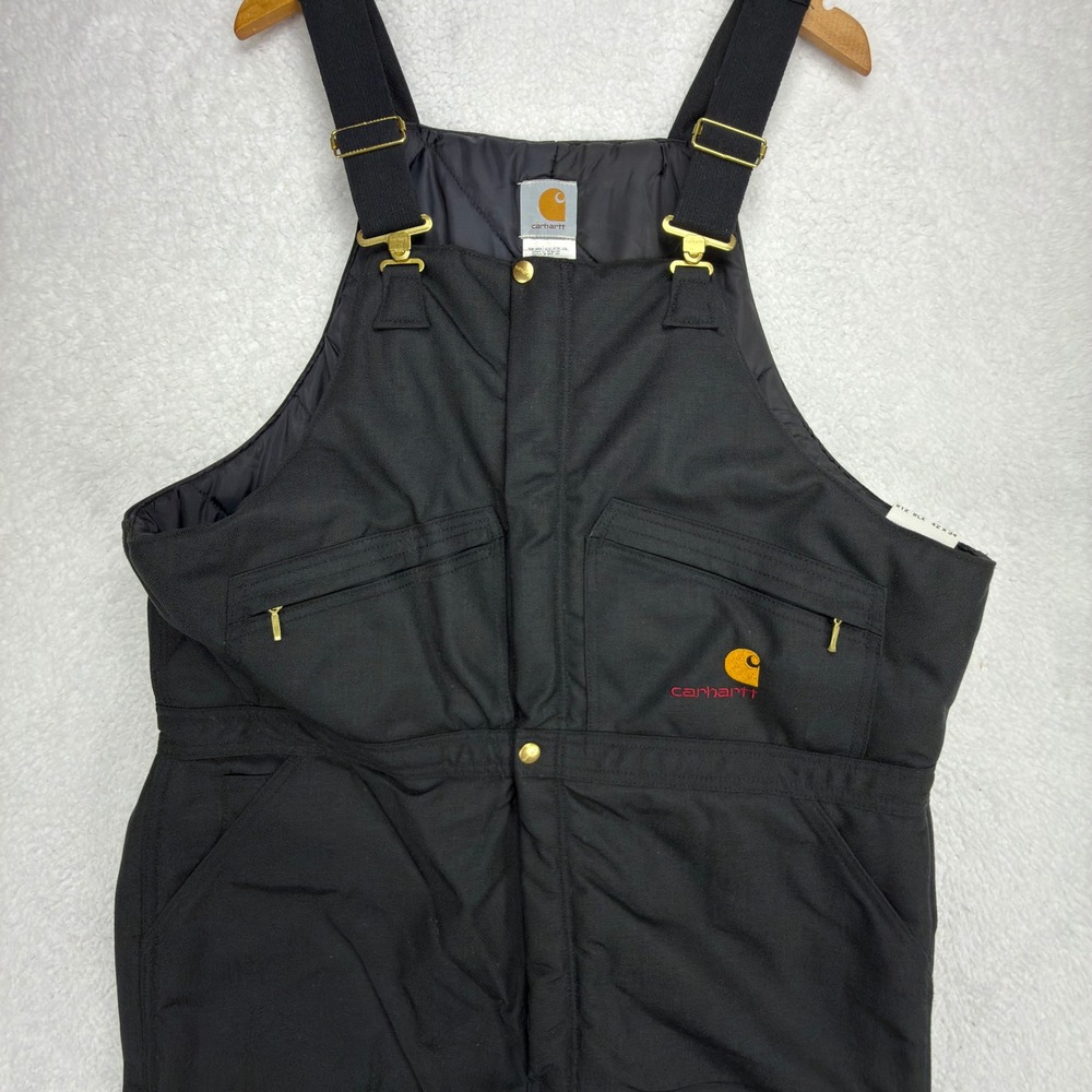 Carhartt Quilt Lined Arctic Bibs Overalls Mens 42x34 R12 BLK Black NWT NOS
